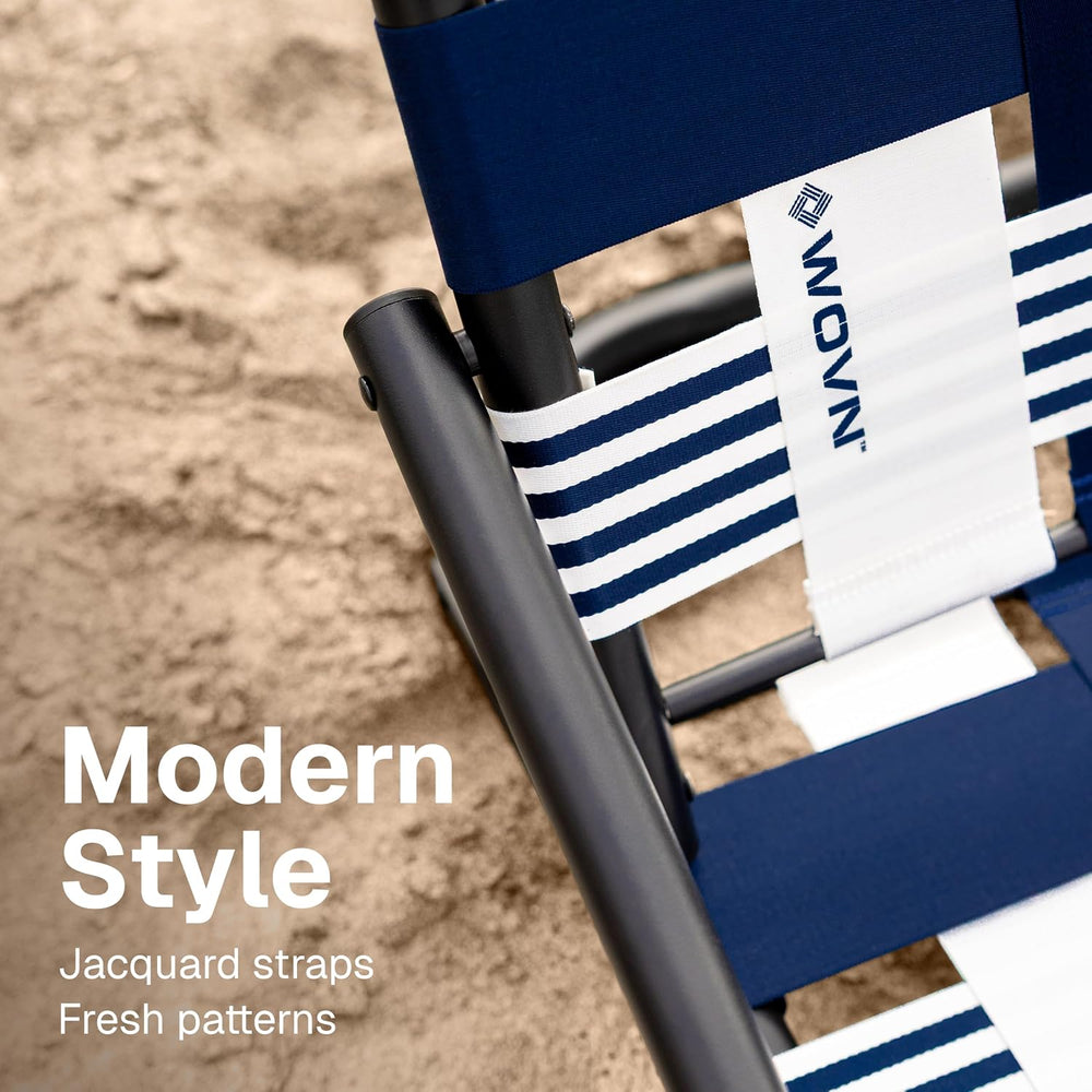 WOVN Low Beach Chairs - Premium Folding Beach Chair for Adults - Low Profile,...