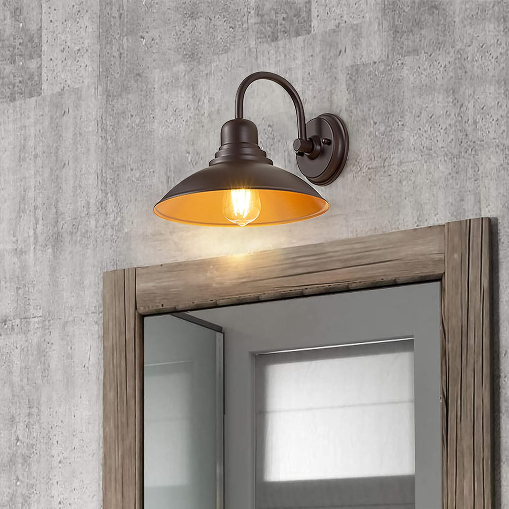GOLDHILL 10.5" Bronze Gooseneck Metal Outdoor Barn Light, Powder Coated ...