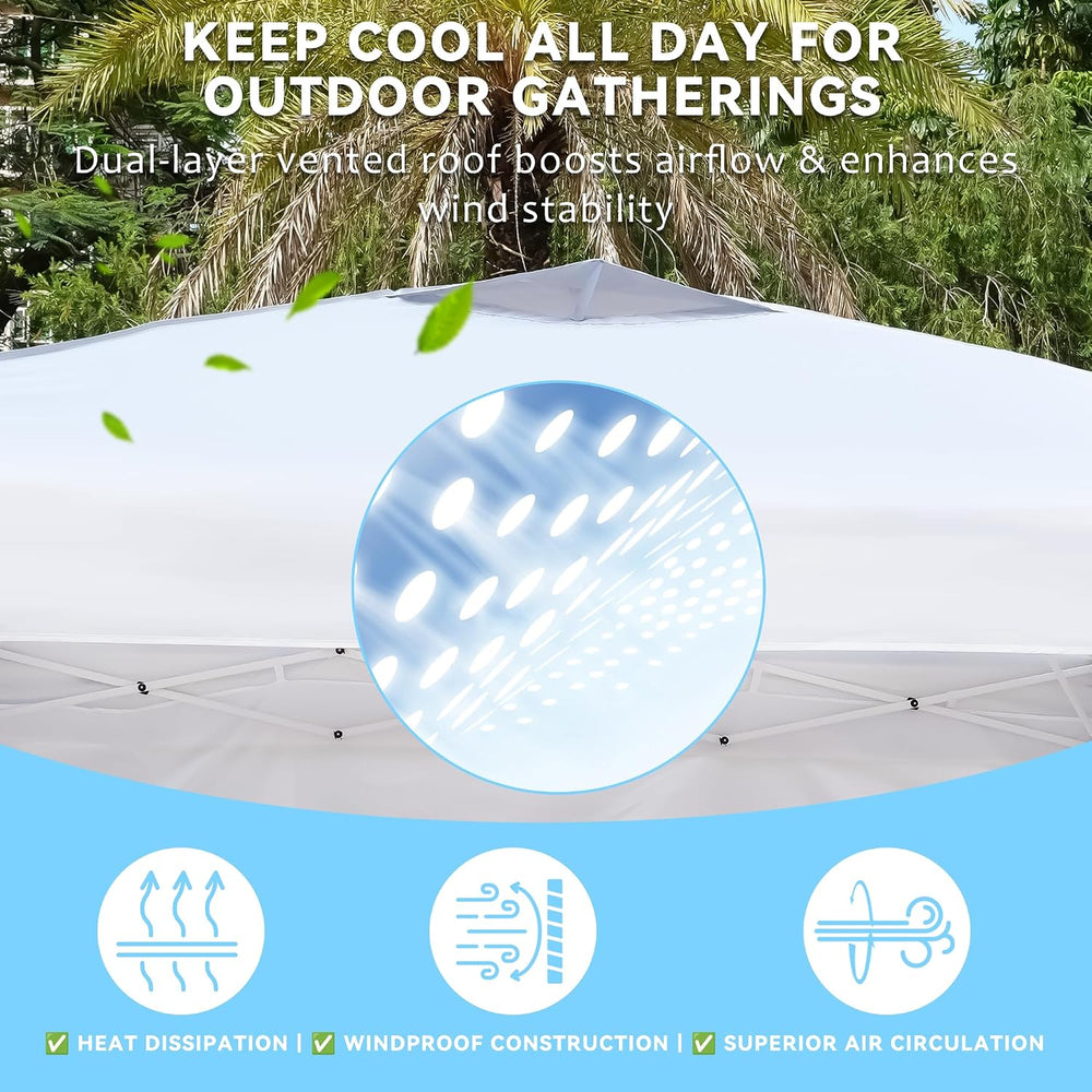 10x10 Pop Up Canopy Tent with 3 Sidewalls & Double Roof Vents