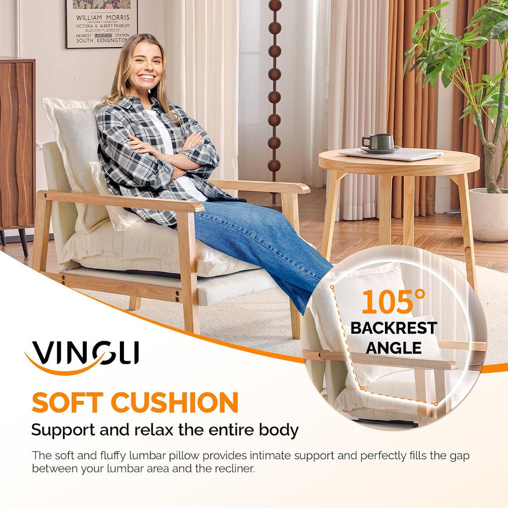 VINGLI Mid-Century Modern Cloud Accent Armchair with Lumbar Pillow, 6.3'&...
