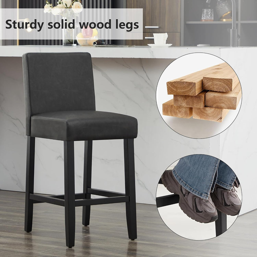 Bar Stools Set of 2, 26'' Counter Height Bar Stools, Black