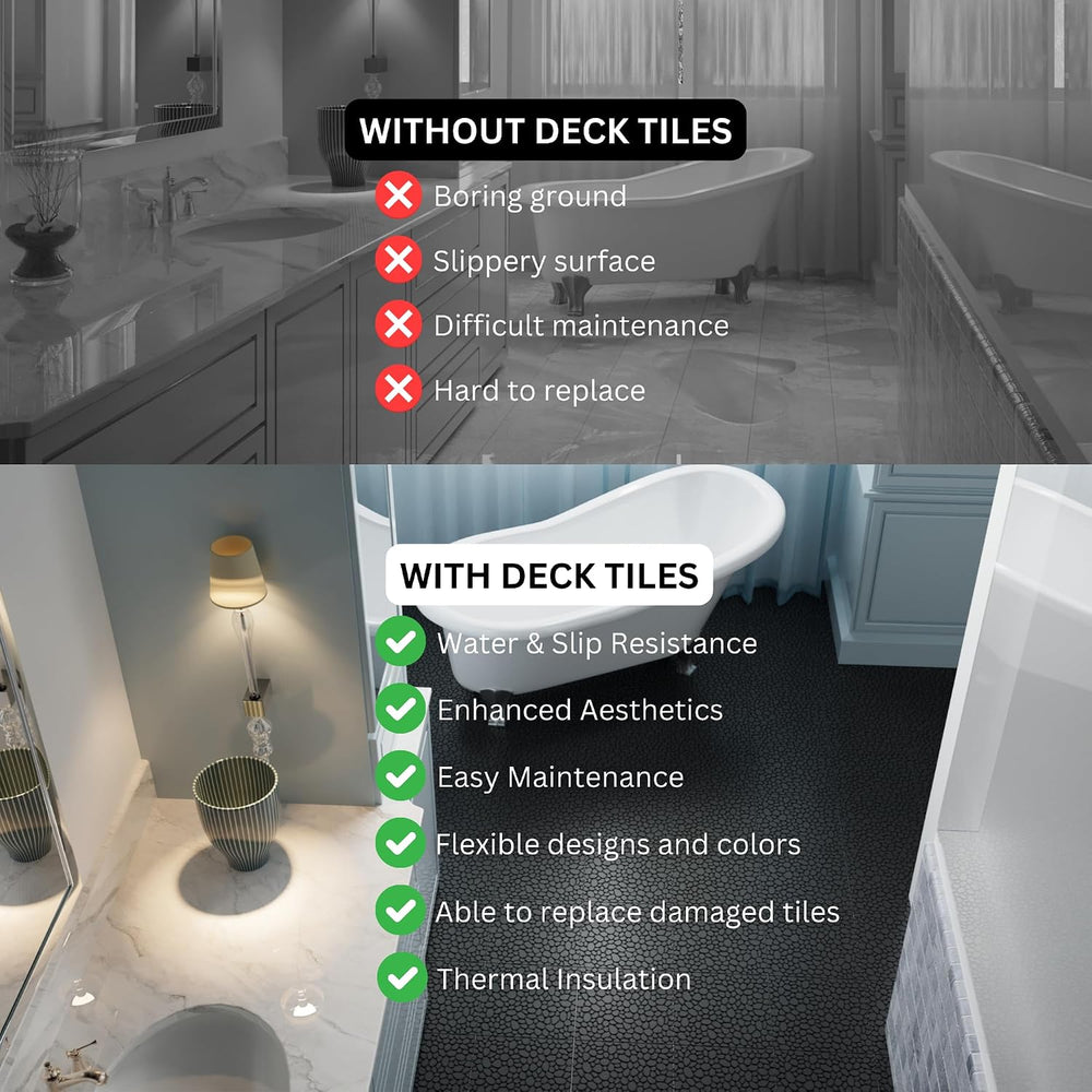 60 Pcs Interlocking Deck Tiles - 12" x 12" Waterproof Indoor Outdoo...