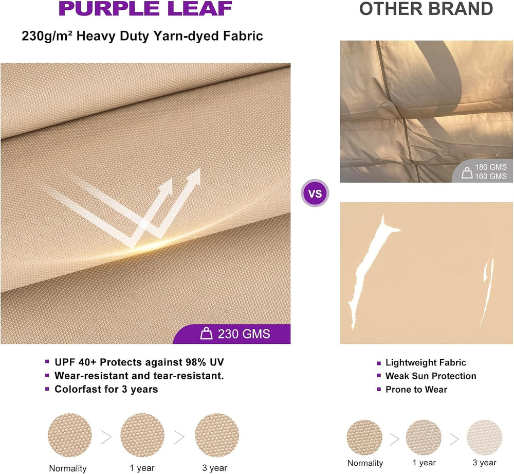PURPLE LEAF Outdoor Pergola 10' x 13' White Pergola, Double Canopy, K...