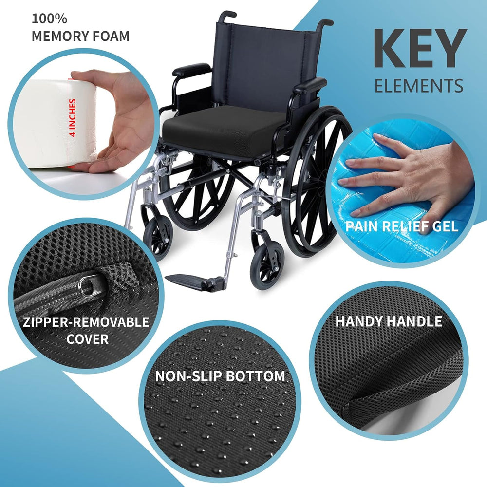 YOUFI Thick Memory Foam & Gel Seat Cushion, 18"X16"X4" Lar...