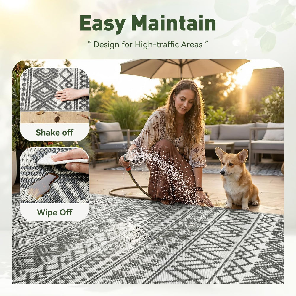 MontVoo-Outdoor Rug Waterproof 6x9 ft Outdoor Carpet Patio Rug Mat Reversible...
