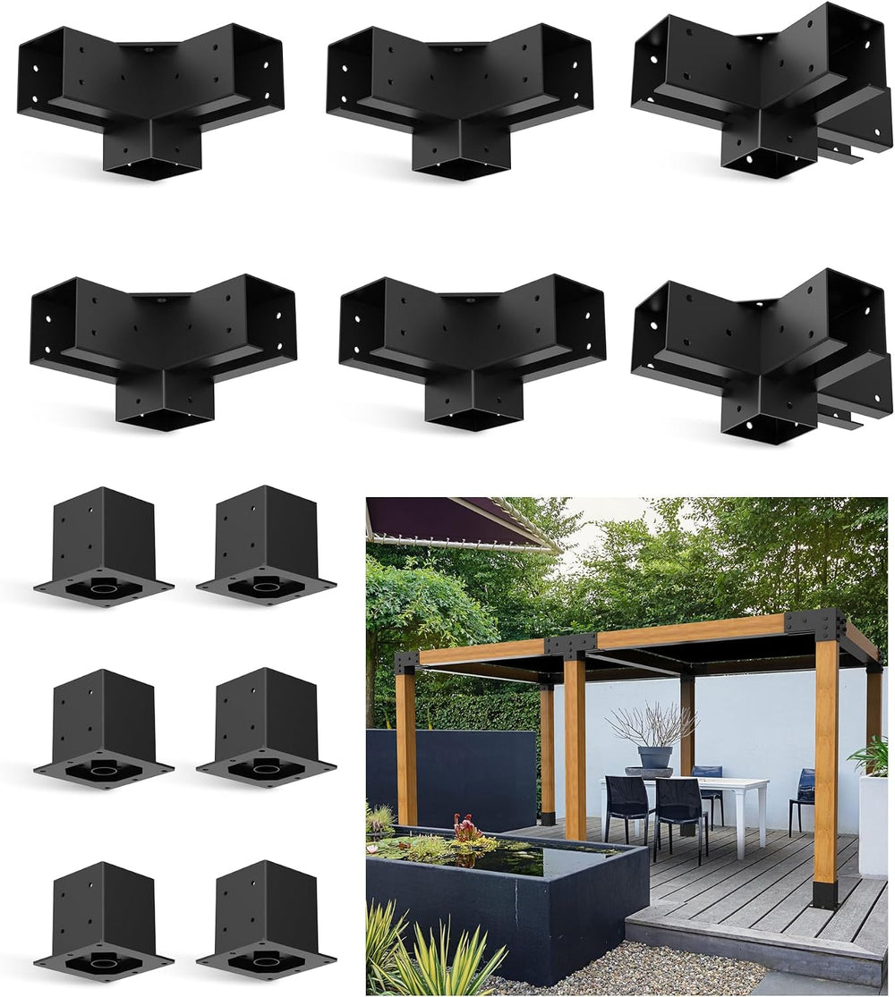 Pergola Brackets 4x4 for 6-Leg Advanced with Beam, 3 Way (4PCS) & 4 Way (...