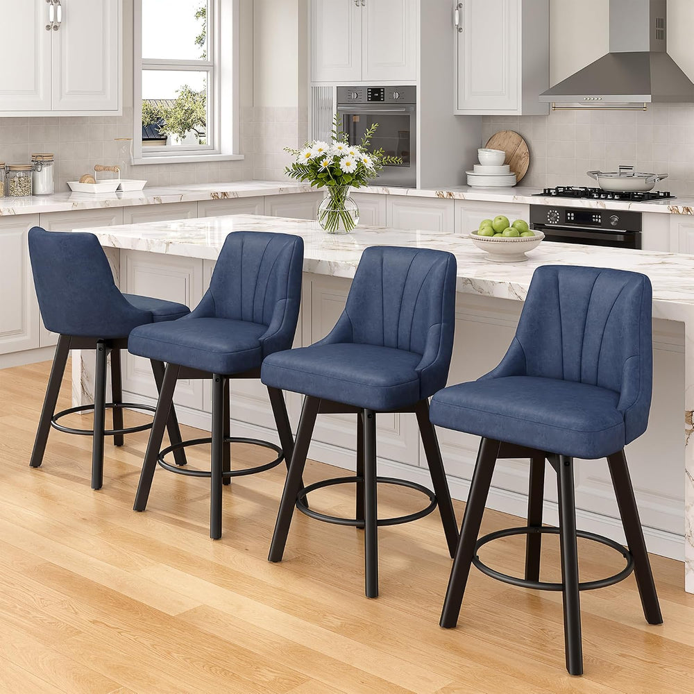 REONEY Counter Height Swivel Bar Stools, 24" Upholstered Barstools Set of 2