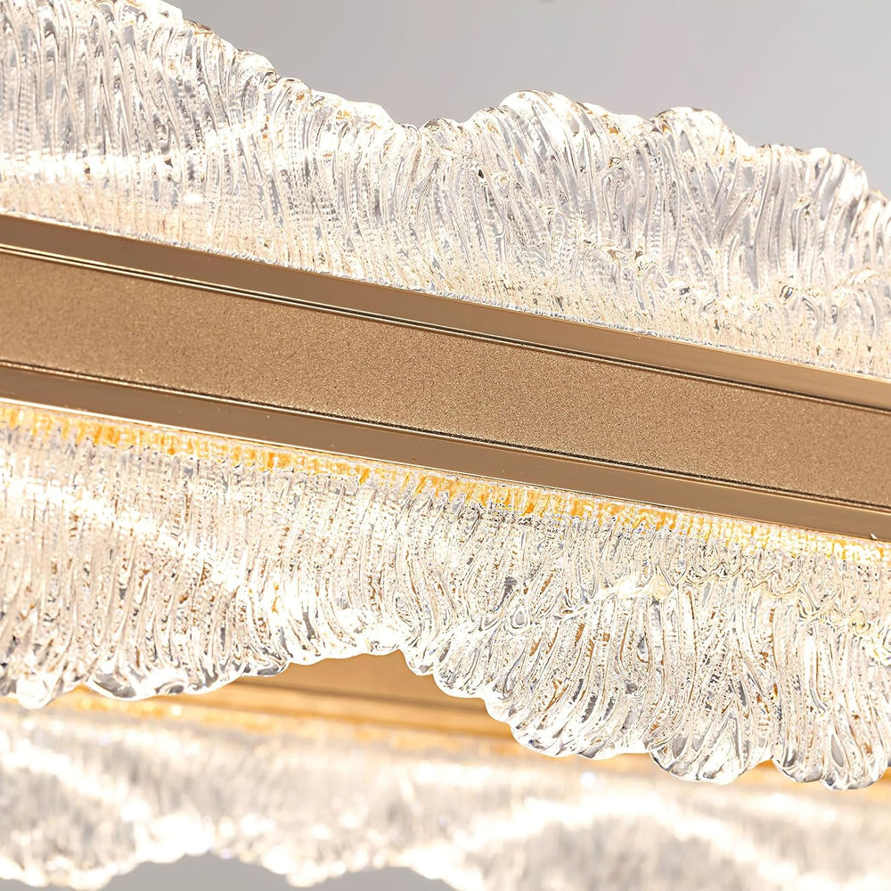Rectangle LED Chandelier, 𝐋𝟑𝟗.𝟒" Modern Gold Chandelier Light fixture, H...