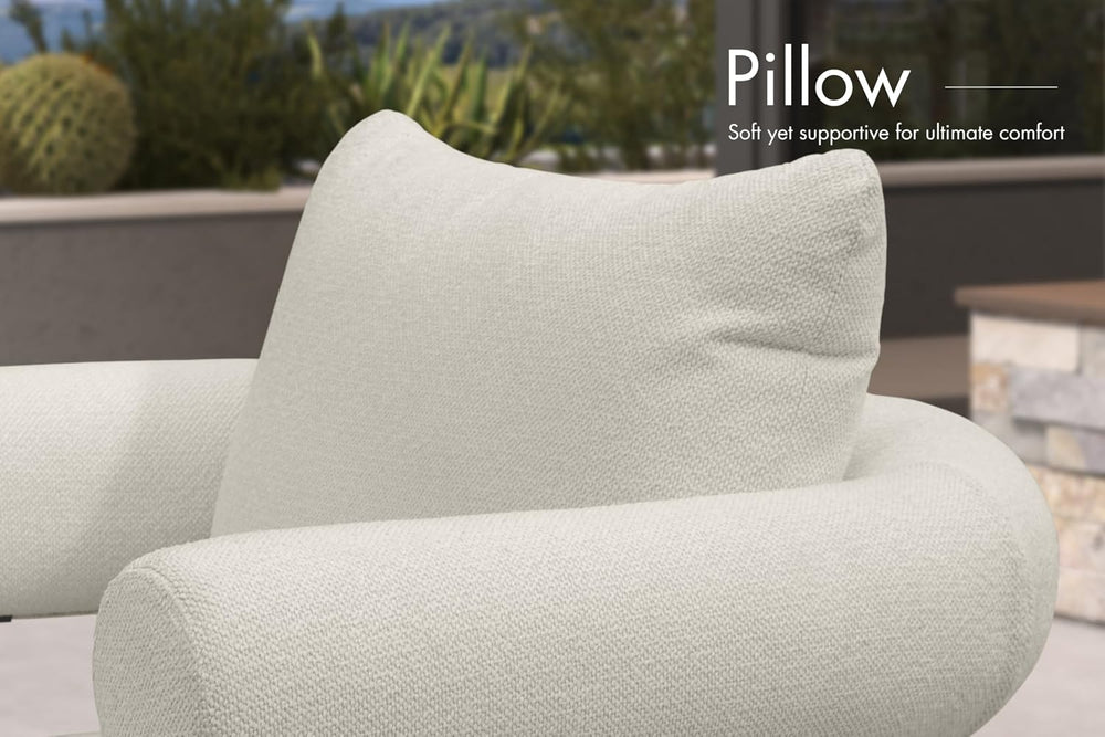 PURPLE LEAF Chaise Lounge 4 Pieces with Cushion and Pillow, Armrest, White