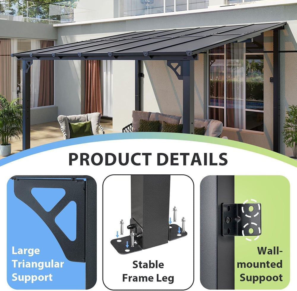 Aoxun Premium Gazebo Aluminum Frame & Polycarbonate Panel, 12'x10'...