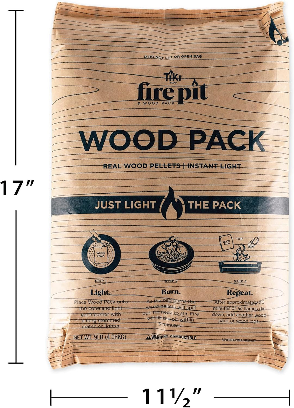 TIKI Wood Pack Wood Pellets for Smokeless Fire Pits, 4-Pack, 30+ Min Burn
