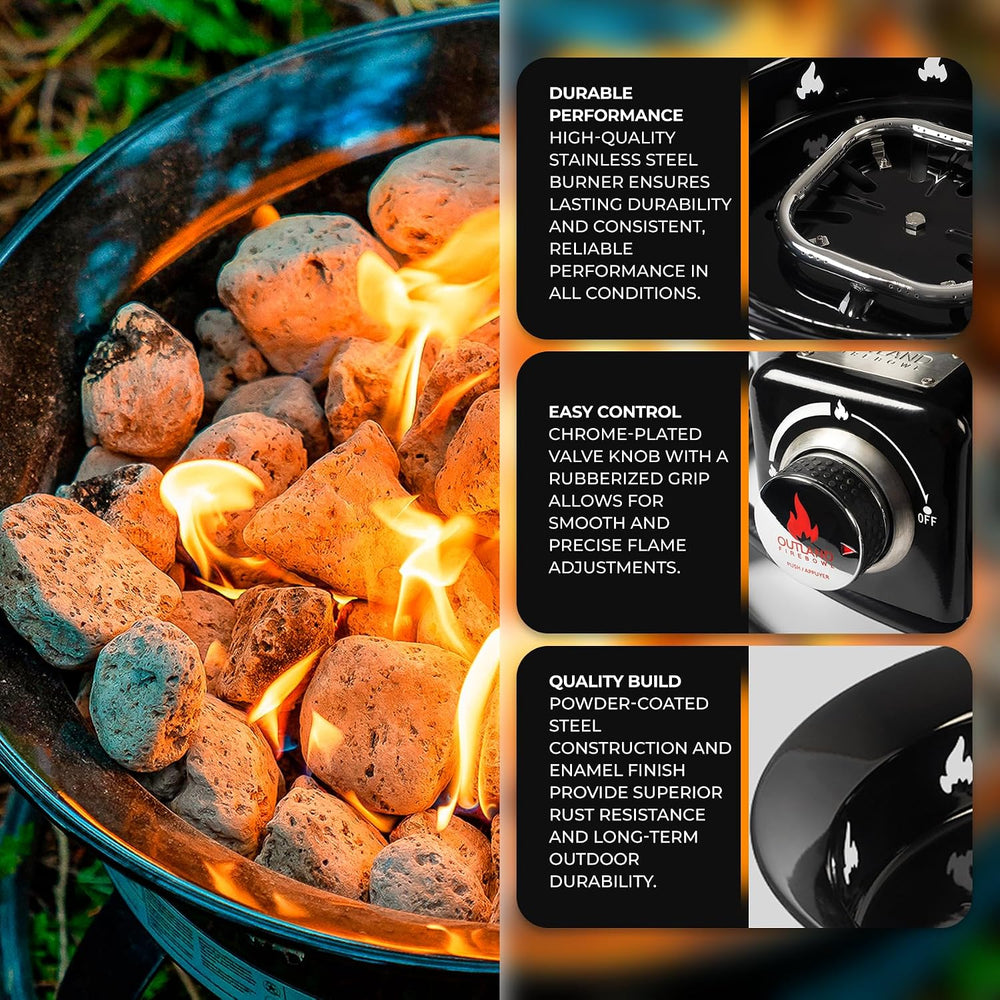Outland Living Portable Propane Fire Pit, 19-inch, 58,000 BTU with Fire Pit C...