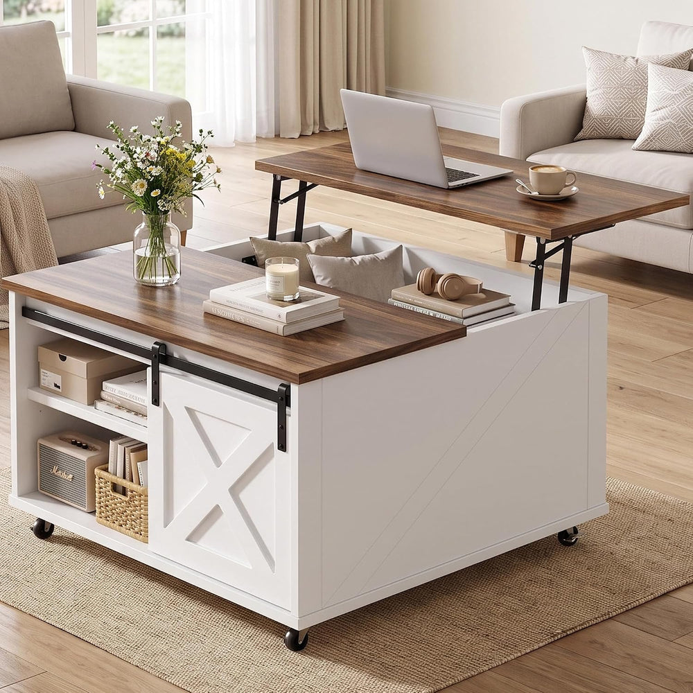 Shintenchi 31.5" Lift Top Coffee Table with Wheels & Storage, Square...