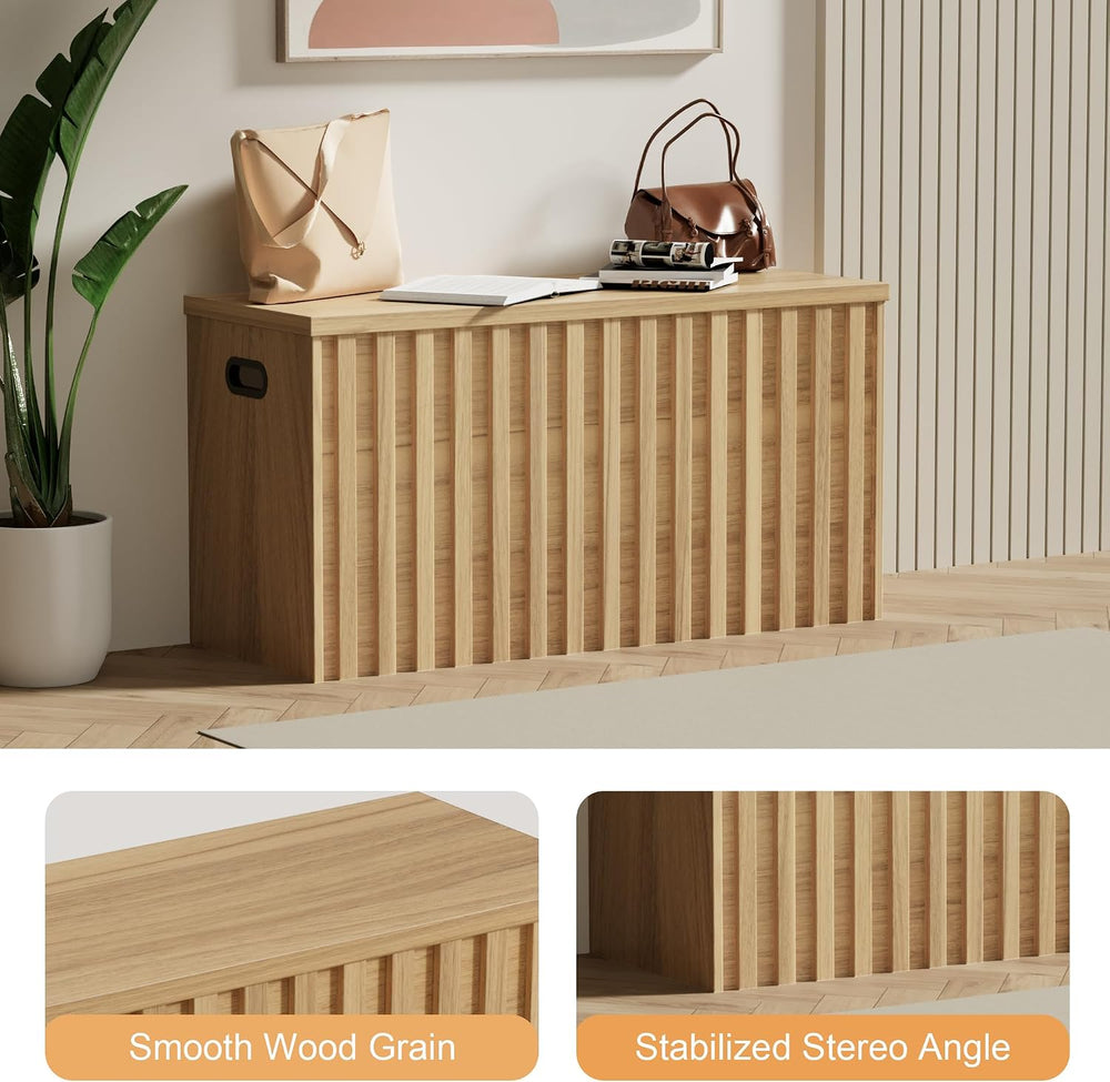UEV Storage Bench,39.4" Wood Box, Storage Trunk with 2 Safety Hinges, Ot...