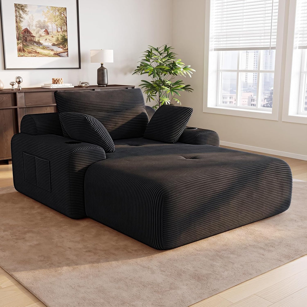 69” Oversized Chaise Lounge Chair Indoor, Soft Boneless Chaise Lounge Reading...