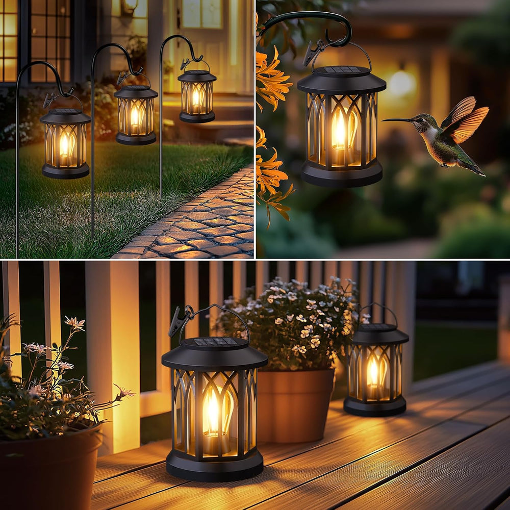 Solar Lanterns Outdoor Waterproof 4-Pack: Hanging Lantern Accent Warm Light