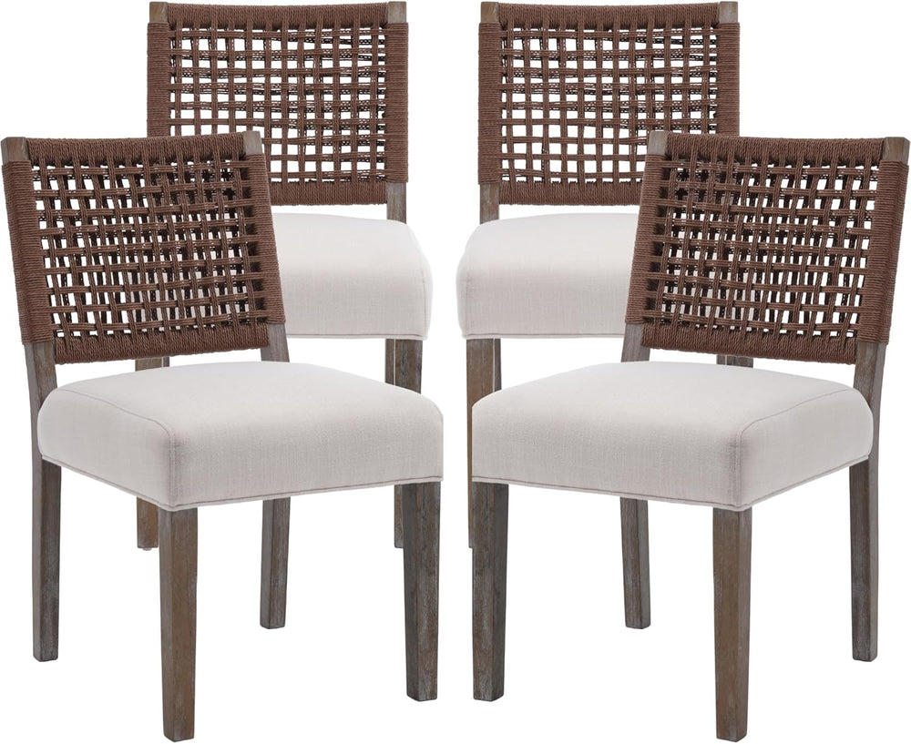 chairus upholstered Dining Chairs Set of 4, Boho Coastal Dining Room Chairs w...