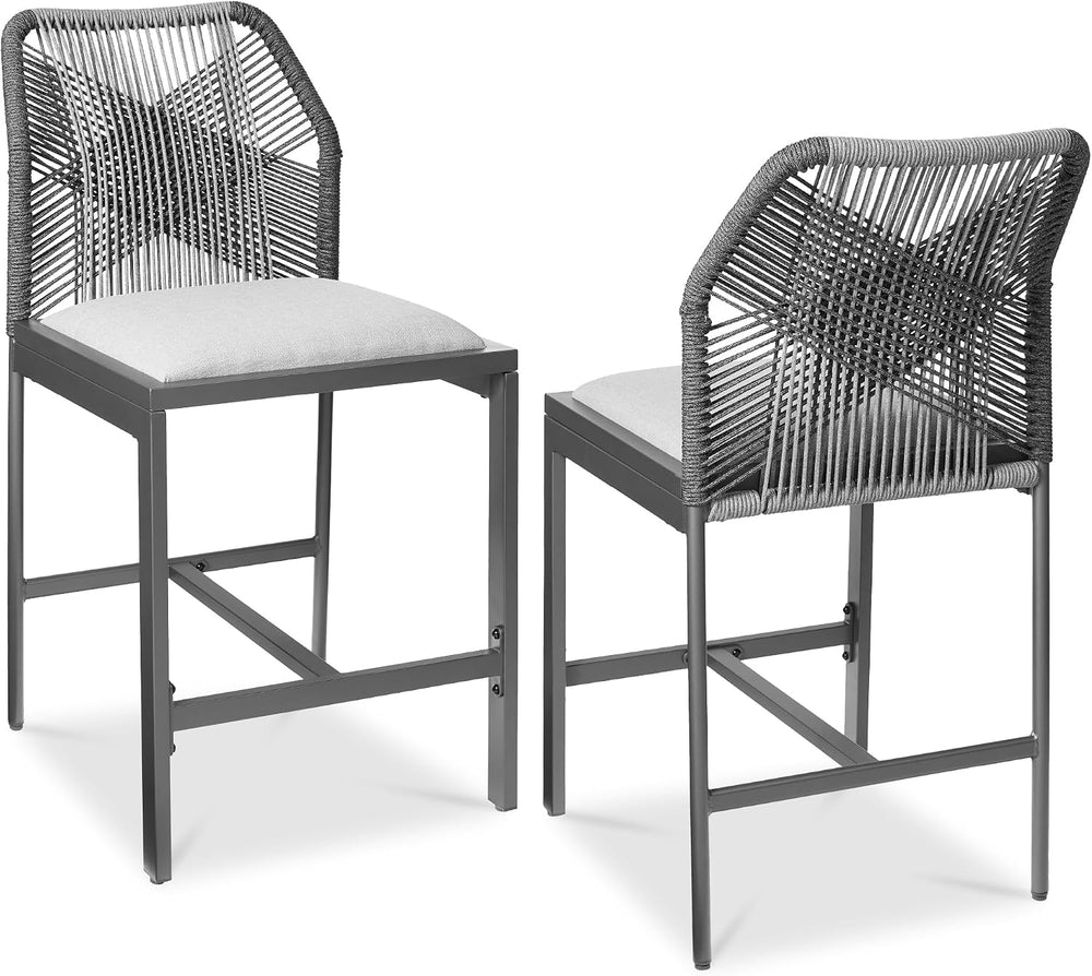 Best Choice Products Indoor Outdoor Counter Height Bar Stools Set of 2, Armle...
