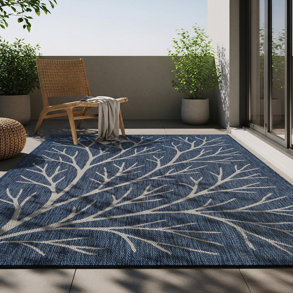 Washable Indoor Outdoor Rug 8x10 Modern Area Rugs Branch Pattern Non Shedding...