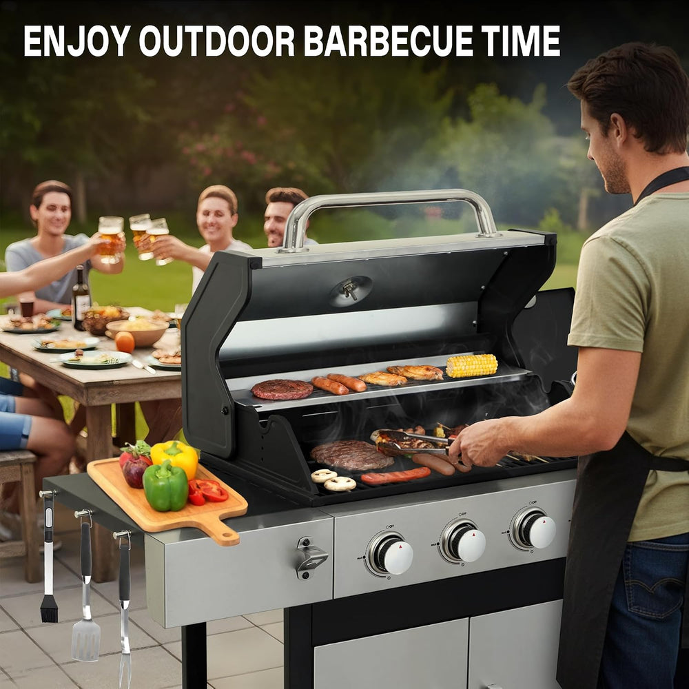 4-Burner Propane Gas Grill and Griddle Combo with Side Burner