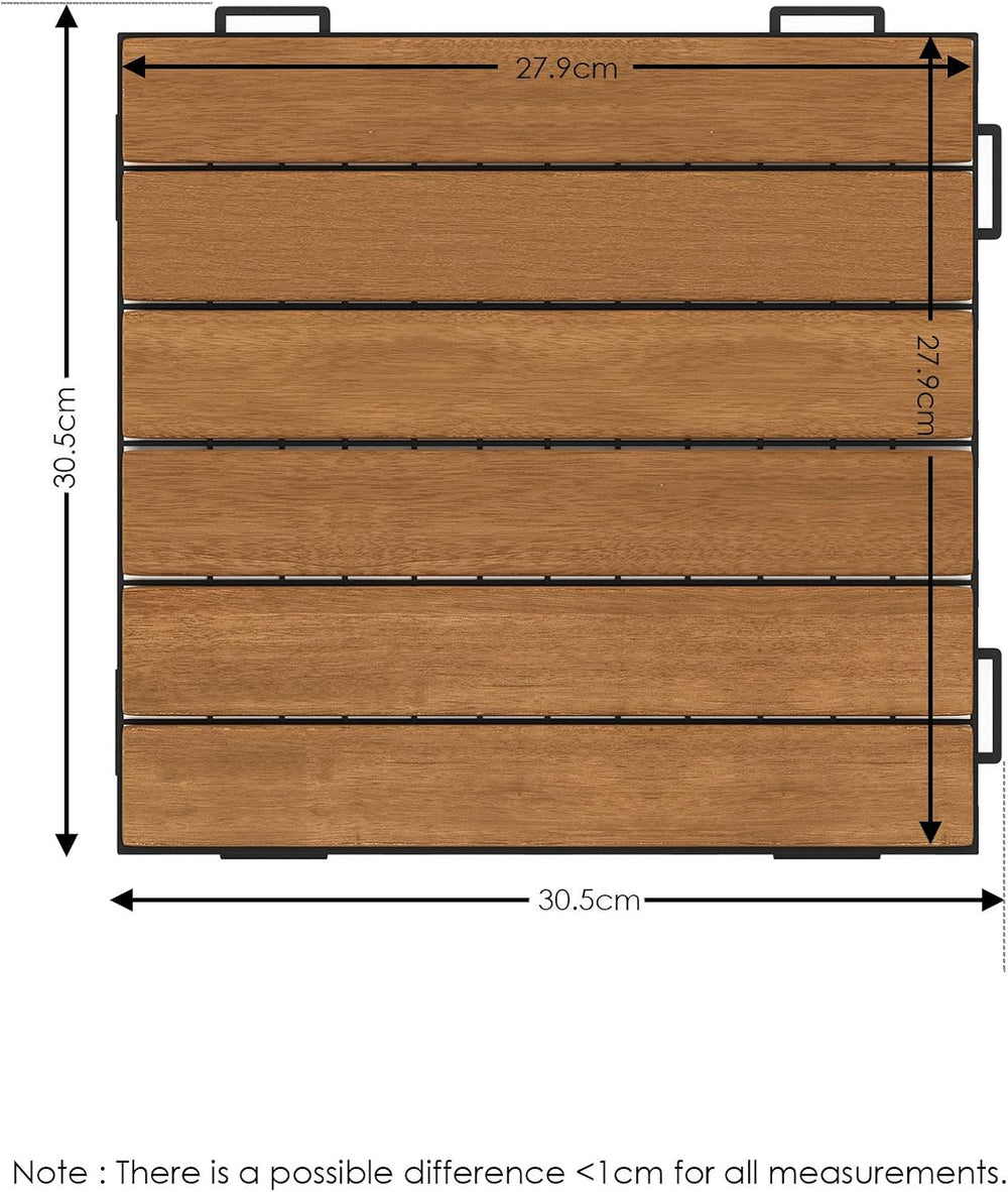 Furinno FG181034 Tioman Floor Decking Wood Tile, Natural (Pack of 10)