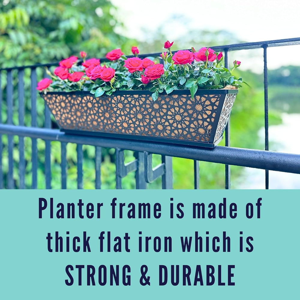 LaLaGreen Window Planter Boxes Outdoor (24 Inch, 4 Pack) Large Fence Hanging ...