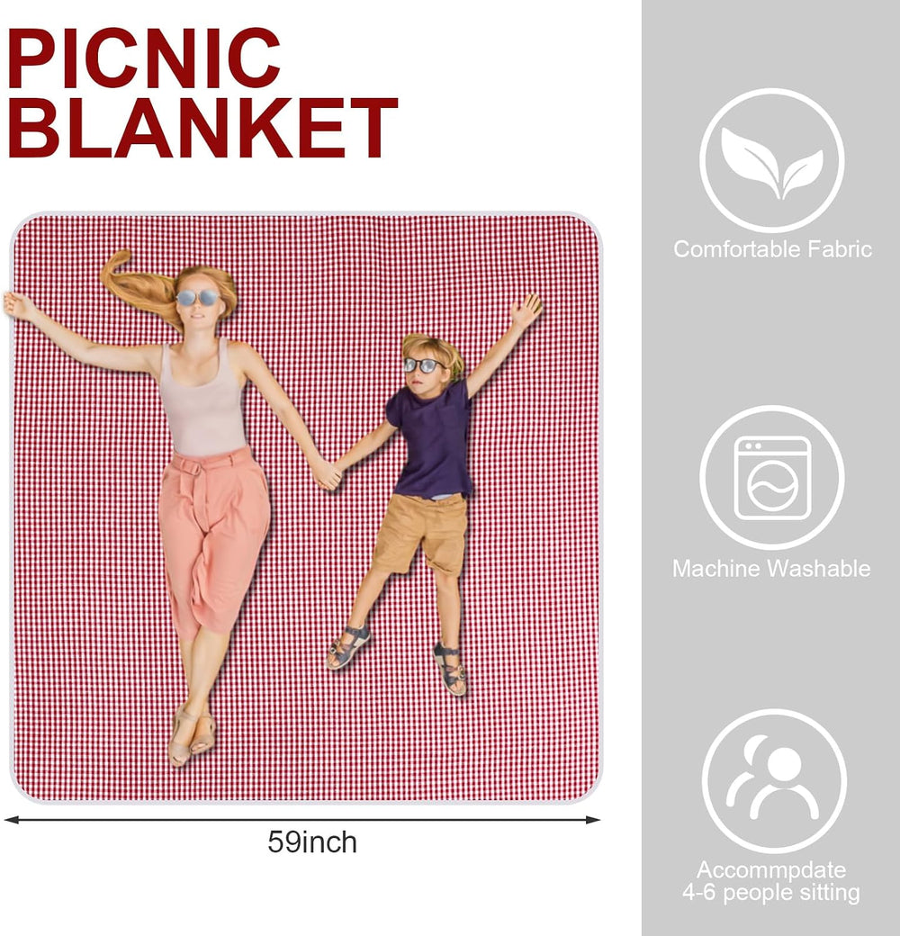 Picnic Basket with Blankets and Bamboo Plates Picnic Supplies Set Basket with...