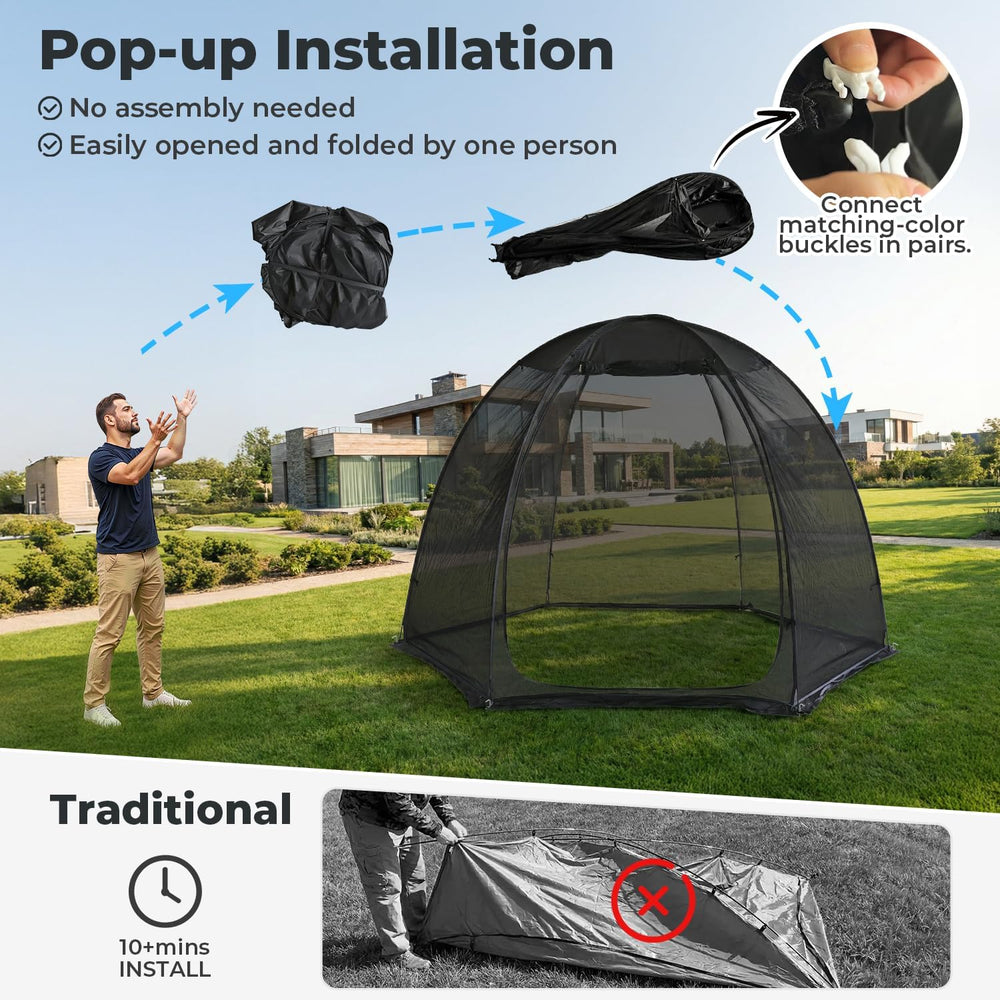 Alvantor® Pop Up Screen House Tent 10x10 FT, Snap-fit Black Mesh Screen Gazeb...
