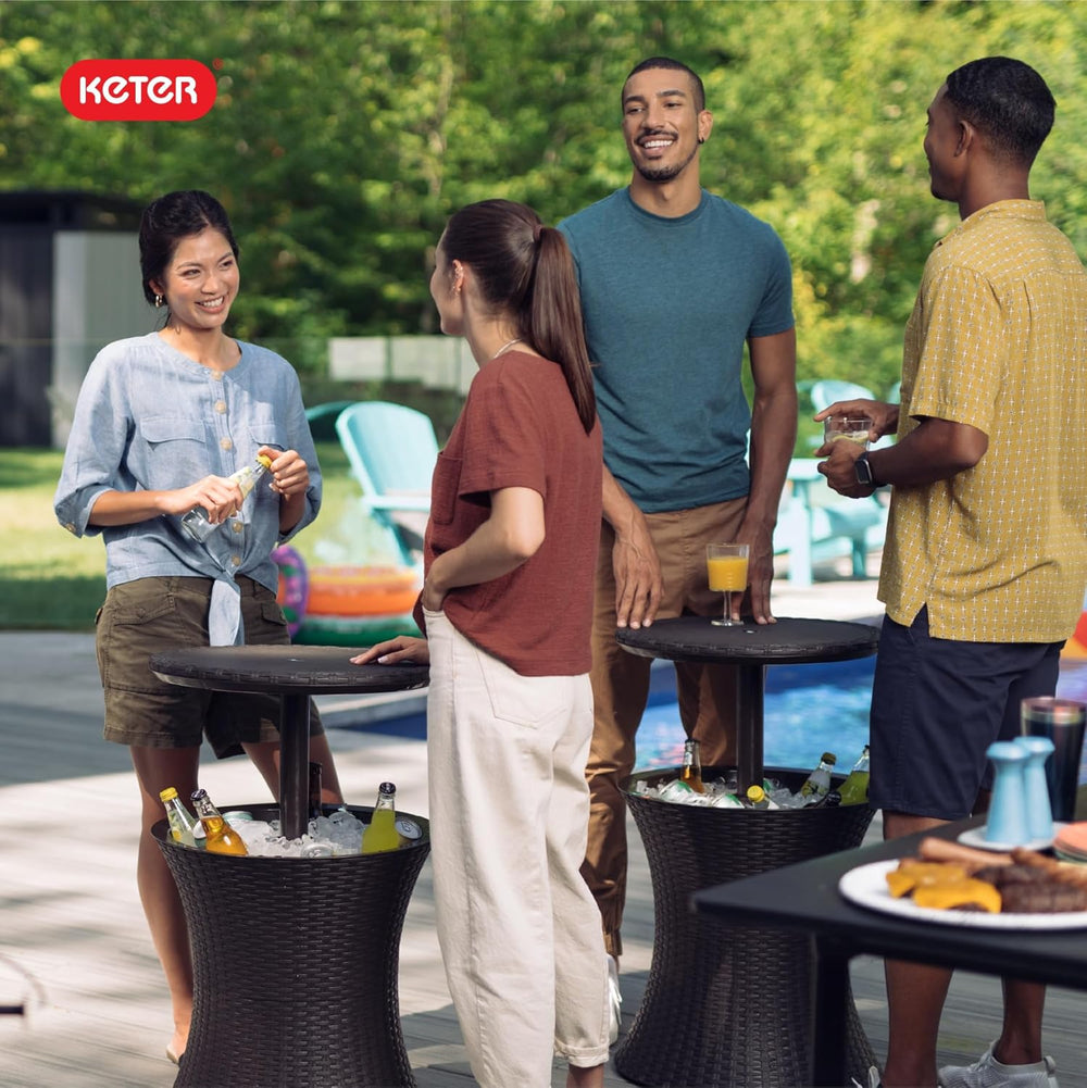 Keter Pacific Cool Bar Outdoor Patio Furniture and Hot Tub Side Table with 7....