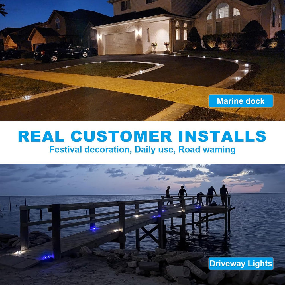 VOLISUN Solar Driveway Marker Lights Dock Marine Led Deck Outdoor 20 Pack