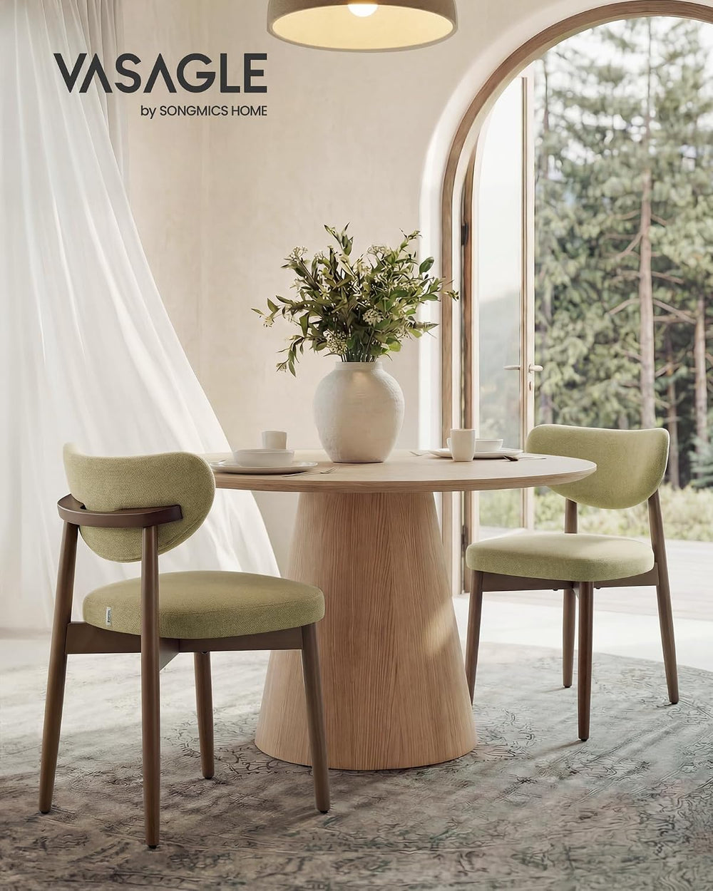 VASAGLE Wooden Dining Chairs Set of 4, Upholstered Kitchen Chairs