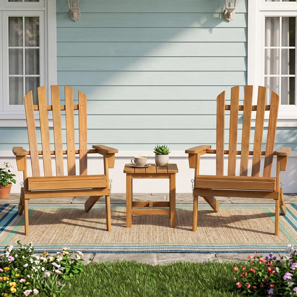 Tangkula Folding Acacia Wood Adirondack Chair, 400 LBS, 1 Pack