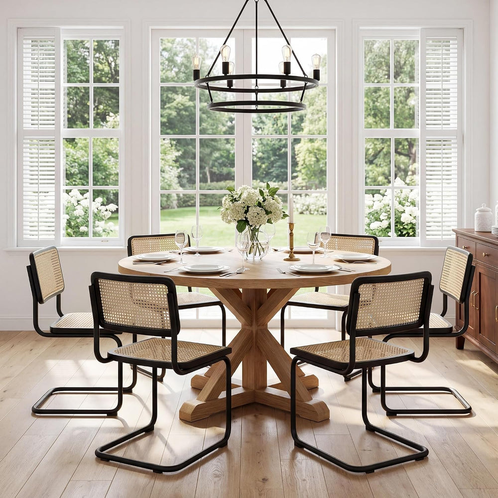 Flouki Rattan Dining Chairs Set of 4, Boho Accent Chairs for Kitchen Room wit...