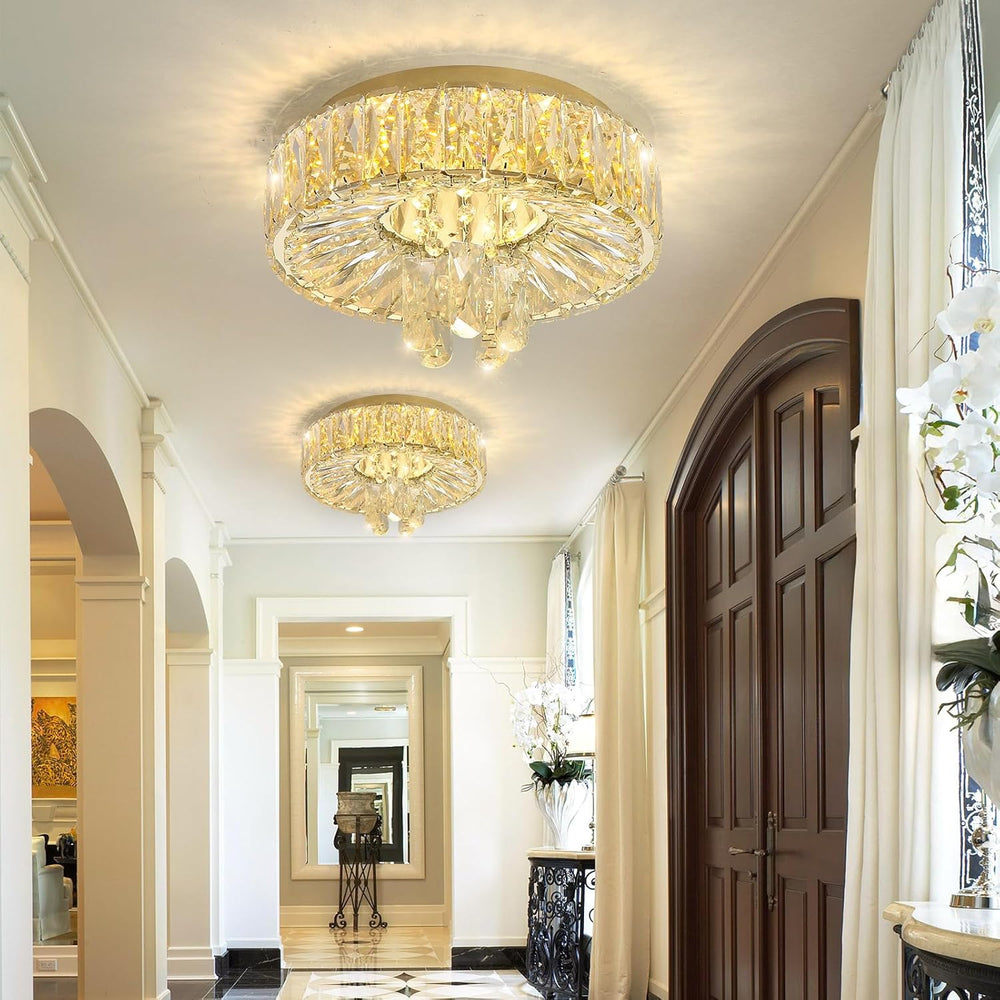 Mini Chandelier Modern Crystal Chandeliers for Hallway LED Flush Mount Ceilin...