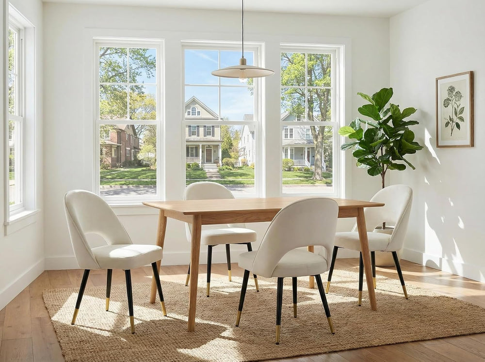 HEAH-YO Velvet Dining Chairs Set of 6, Armless Kitchen Chairs with Metal Legs...