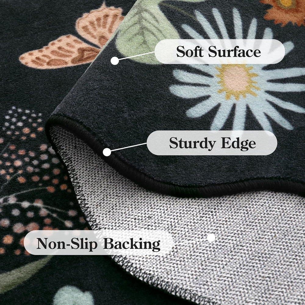 Lahome Floral Rugs for Living Room, 5x7 Area Rugs Soft Washable Bedroom Rug
