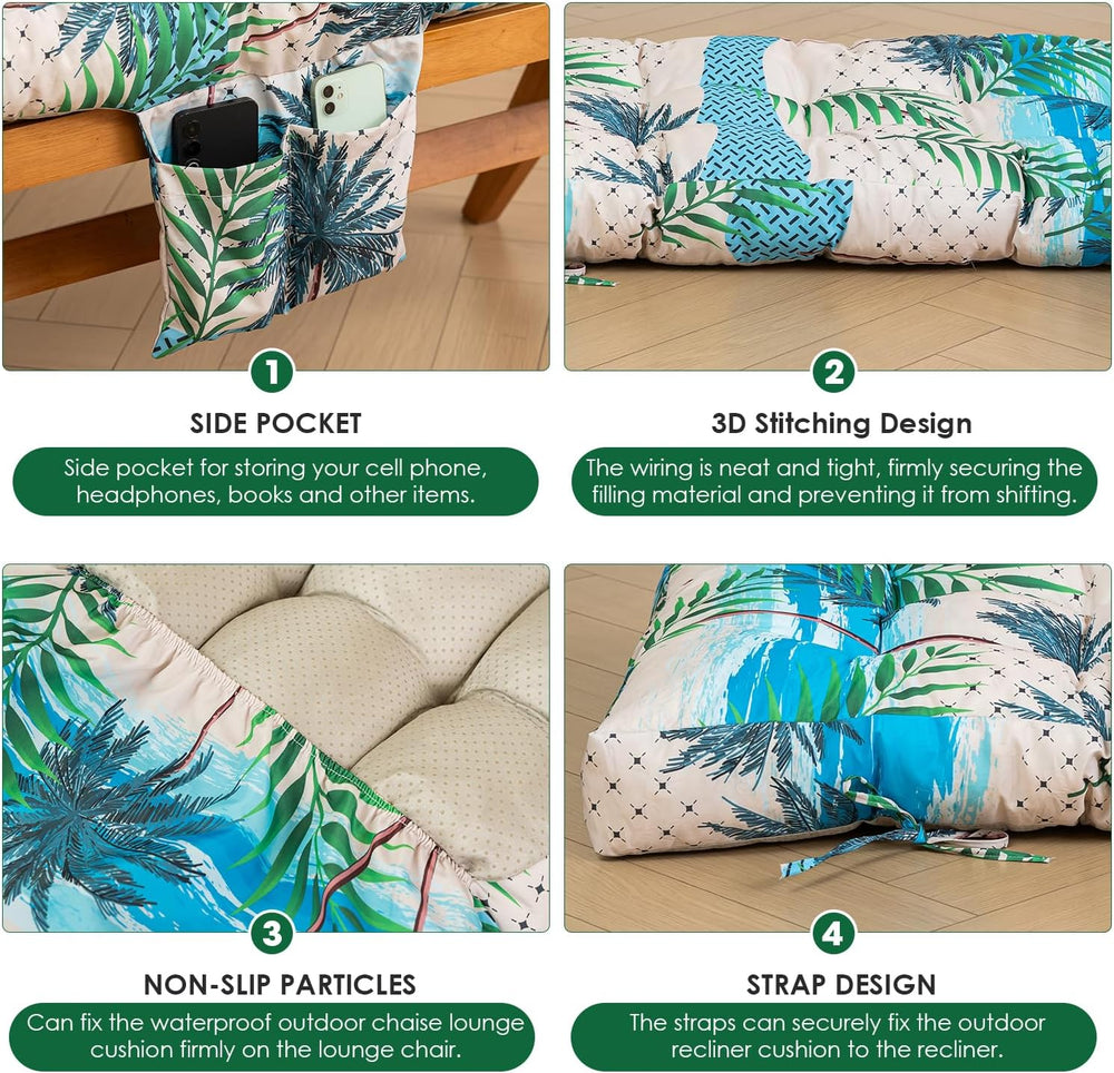 Yddsky Outdoor Chaise Lounge Chair Cushion,72"x22"x4" Lounge C...