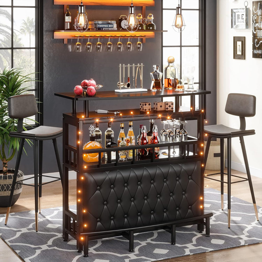 Tribesigns Home Bar Unit for Liquor, 44-Inch Bar Height Table with Storage, B...