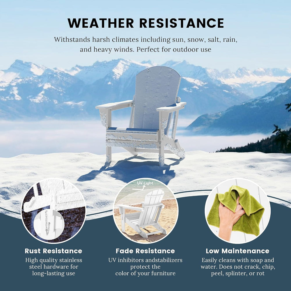 WO Home Furniture Laguna Folding Adirondack Chairs Set of 2, HDPE Patio Chair...