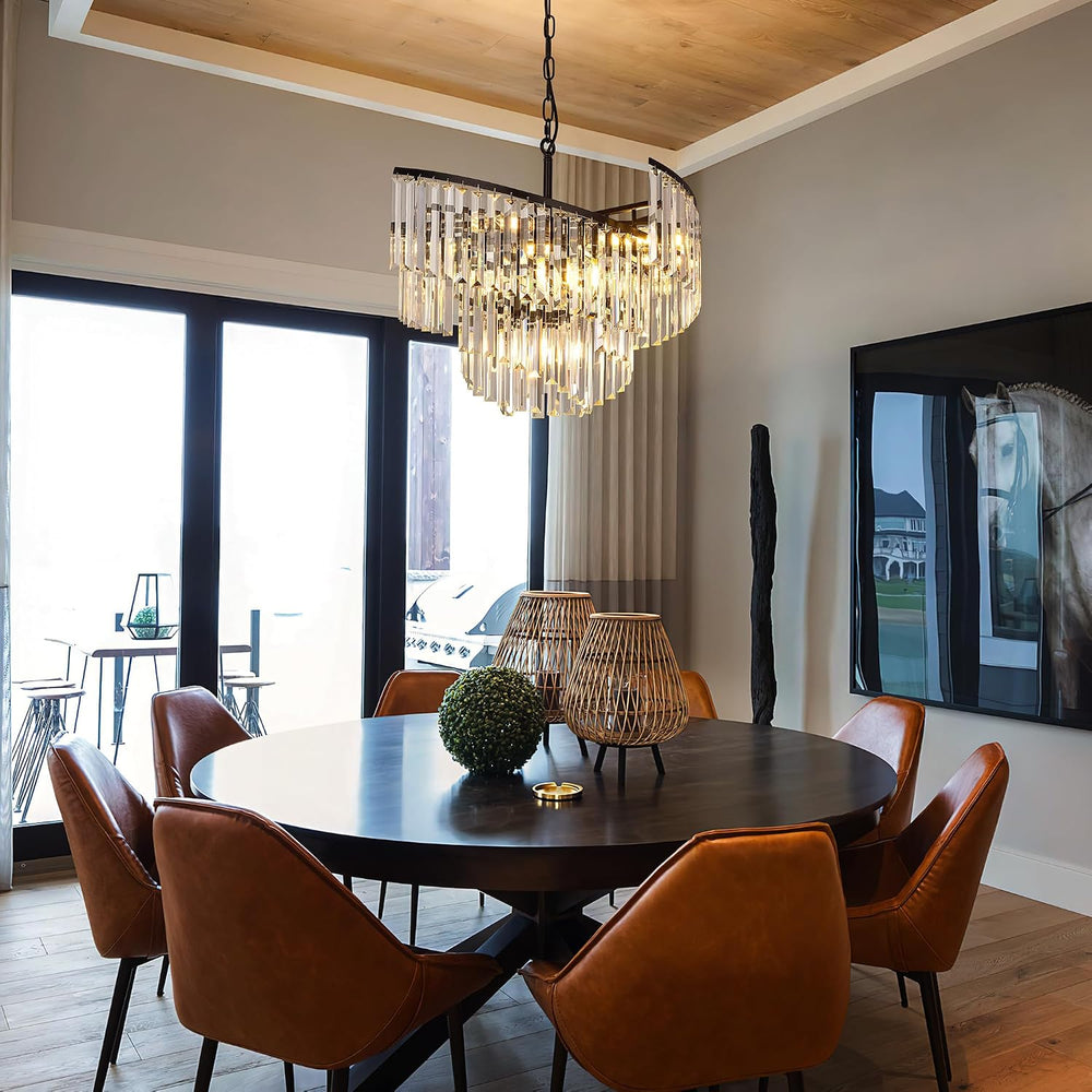 TOCHIC Crystal Chandeliers for Dining Room, 24" Black Crystal Chandelier