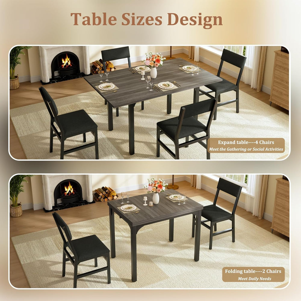 HUAHUU 5-Piece Dining Table Set for 4, Extendable Kitchen Table Set with 4 Up...
