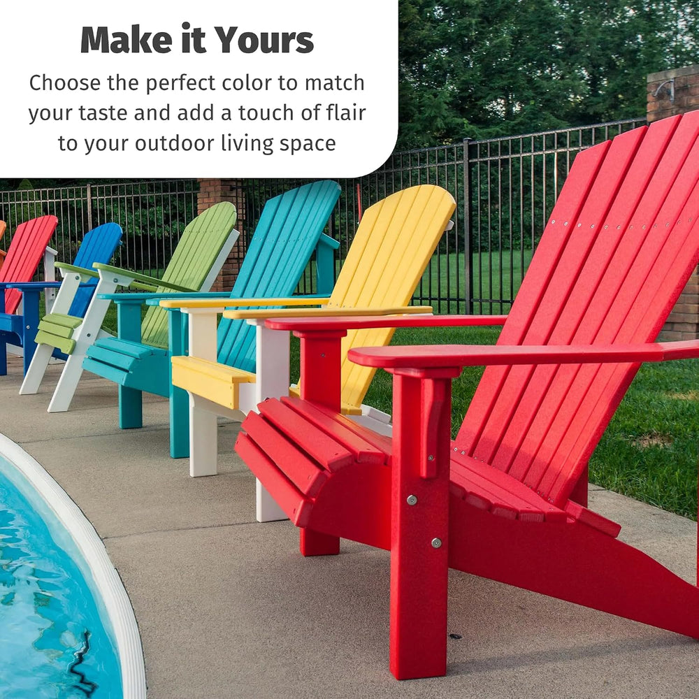 LuxCraft Plastic Poly Deluxe Adirondack Chair, Outdoor Patio Chair for Lawn a...