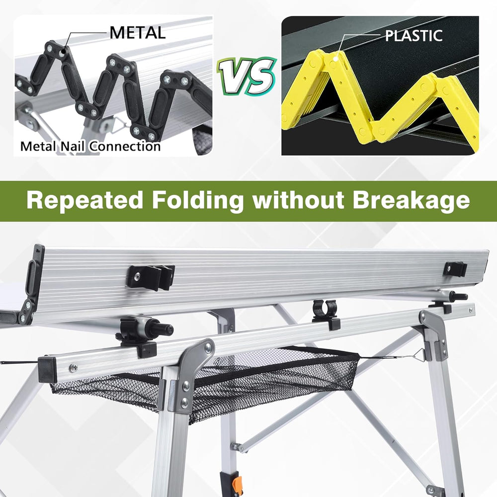 JOUYEK Folding Outdoor Camping Table, Lightweight Aluminum Camp Table White