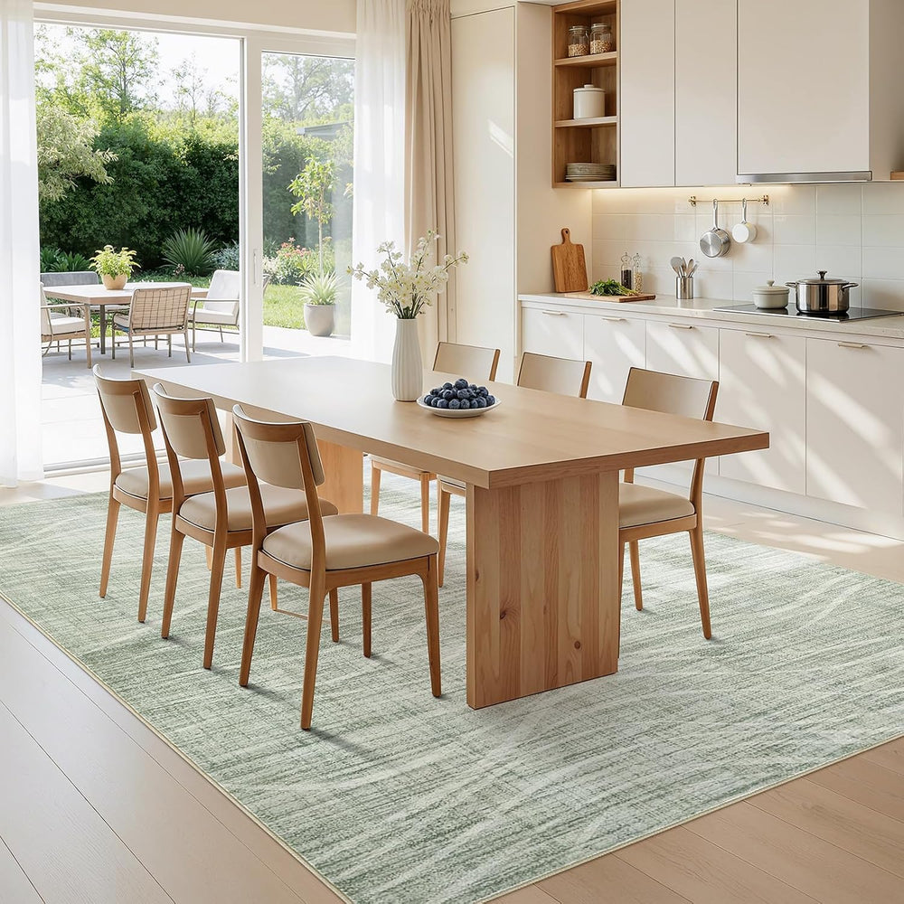 WITSHOCK 10x14 Area Rugs for Living Room, Washable Rug Large Carpet Green