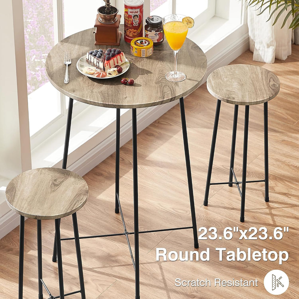VECELO 3 Piece Pub Table and Chairs Sets Counter Height Bistro Bar Sets with ...