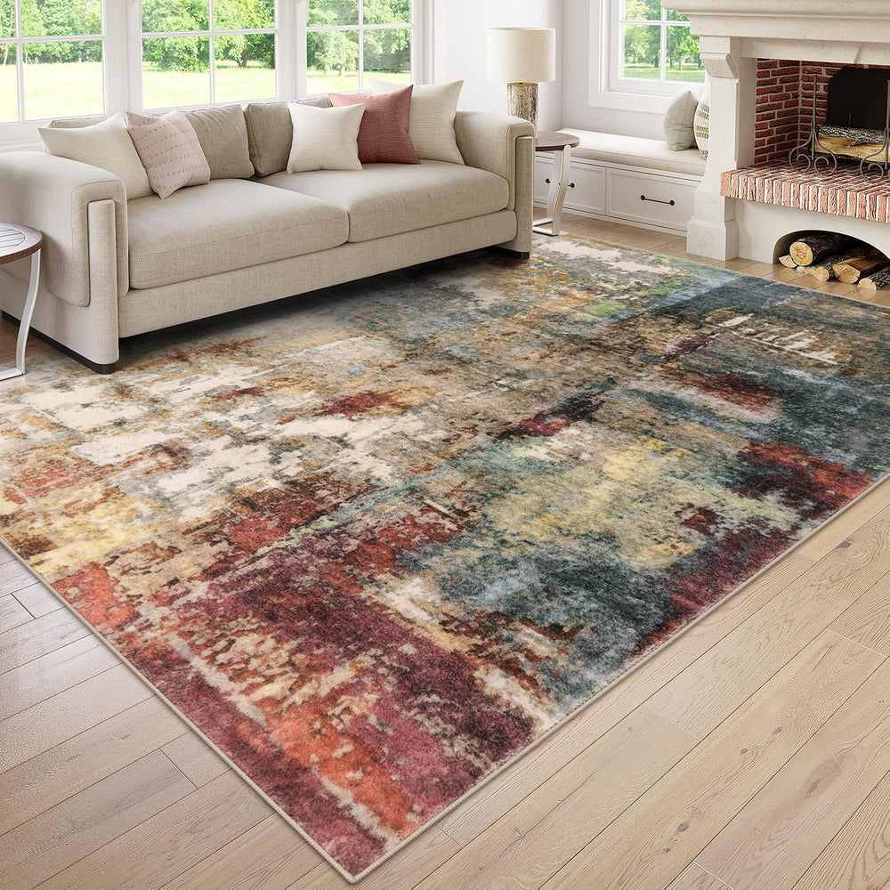 Lahome Modern Abstract Area Rug 6x9 Rugs for Living Room, Washable Bedroom Ru...