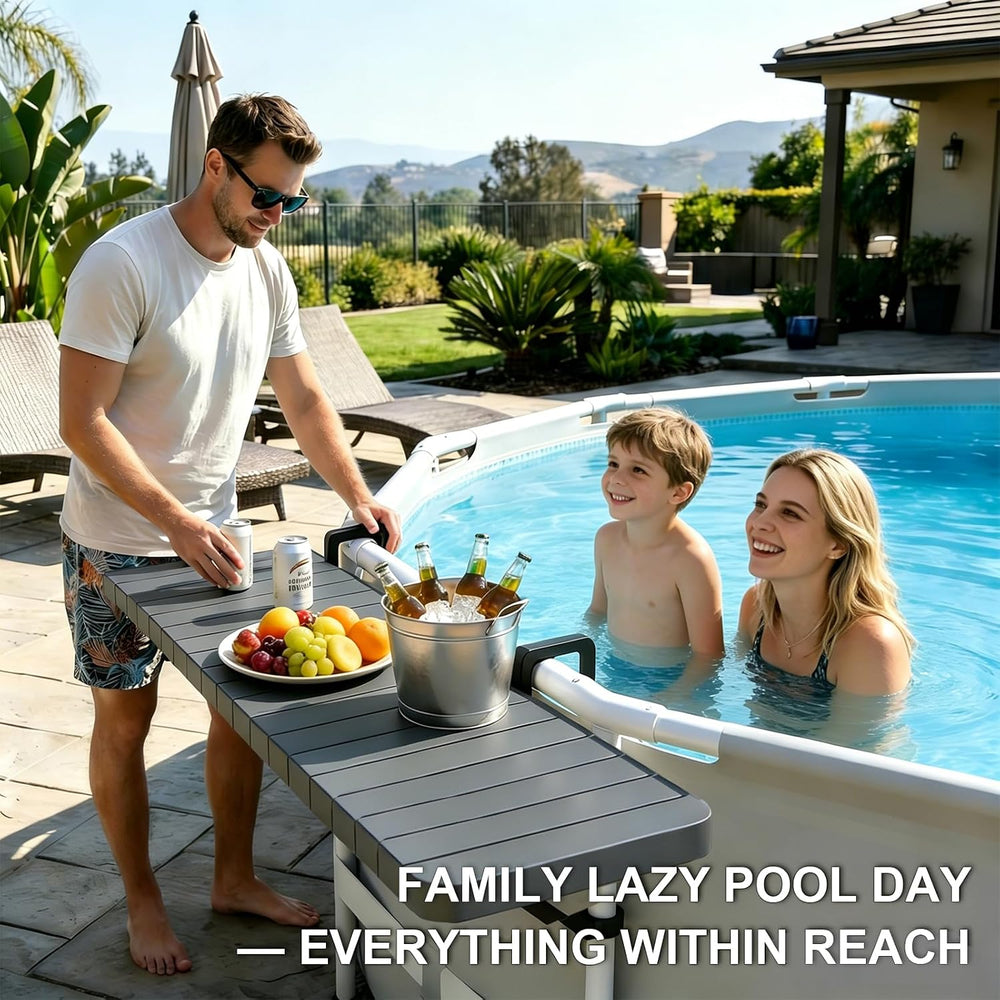 Poolside Bar Table for Above Ground Pool, 49.4x9.6 Outdoor Hanging Swim-Up Ta...