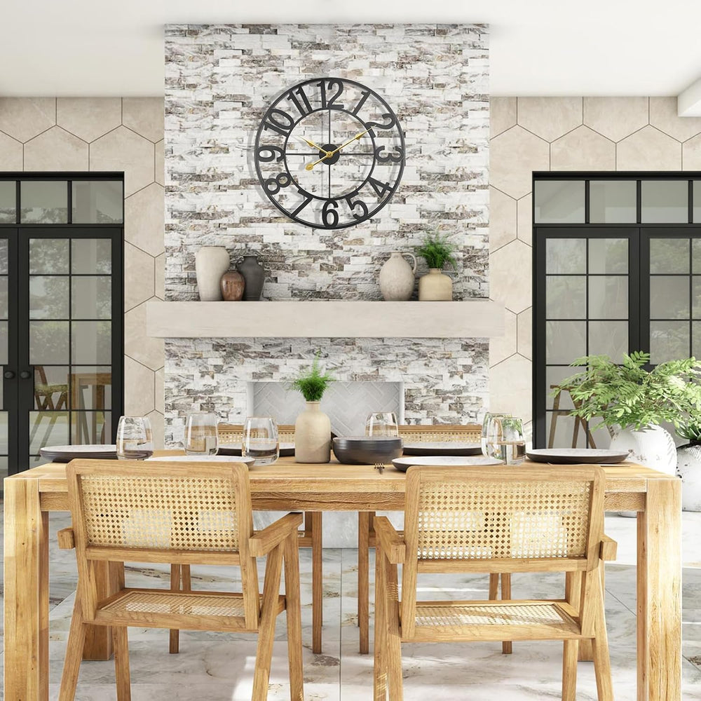 Large Outdoor Clock, Patio Decorative Wall Clock Silent Non Ticking Battery O...
