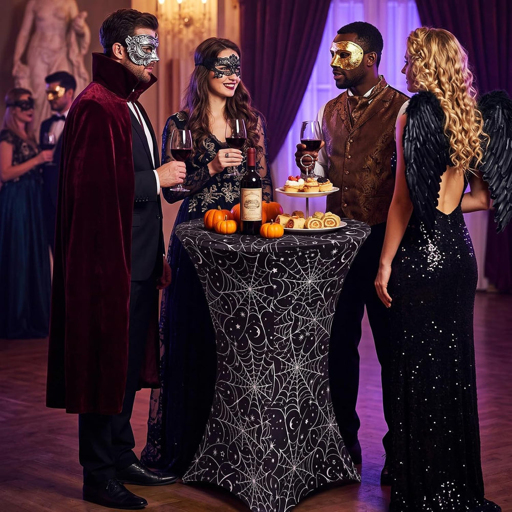 2 Pack Halloween Cocktail Tablecloth, Round High Top Table Covers