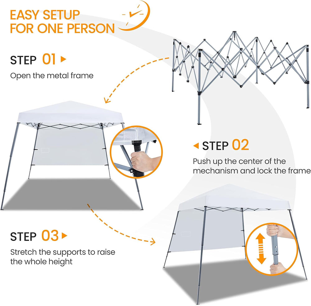 Yaheetech Slant Leg Pop Up Canopy 10x10 Base w/1 Sidewall White